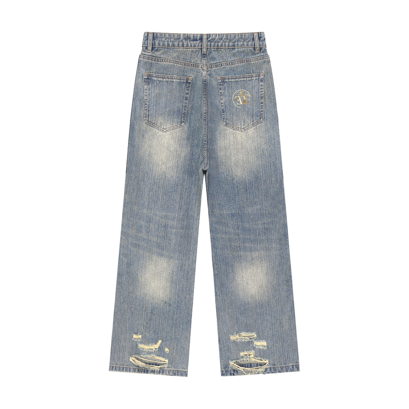 Vintage Wash Distressed Denim Jeans
