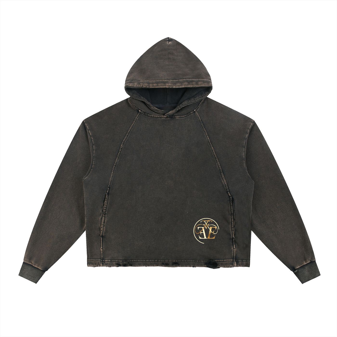 Vintage Washed Frayed-Hem Hoodie