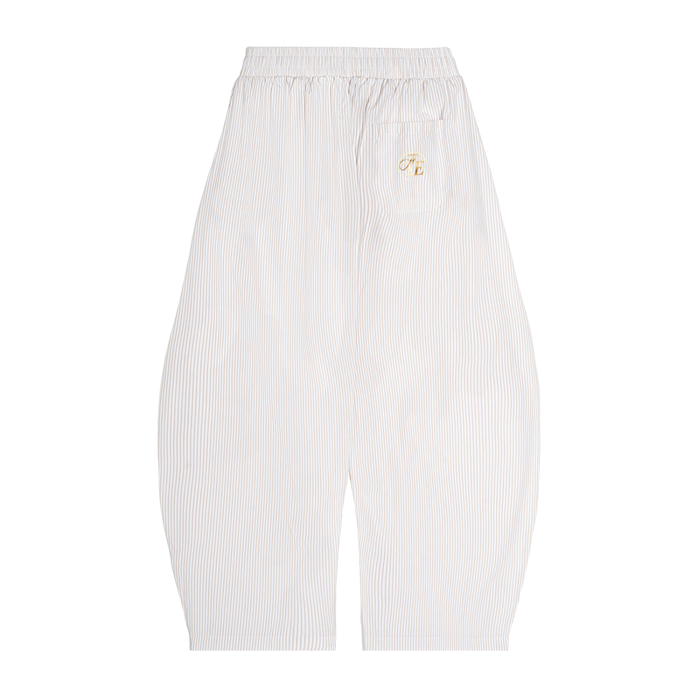 Vertical Stripe Drawstring Barrel Pants