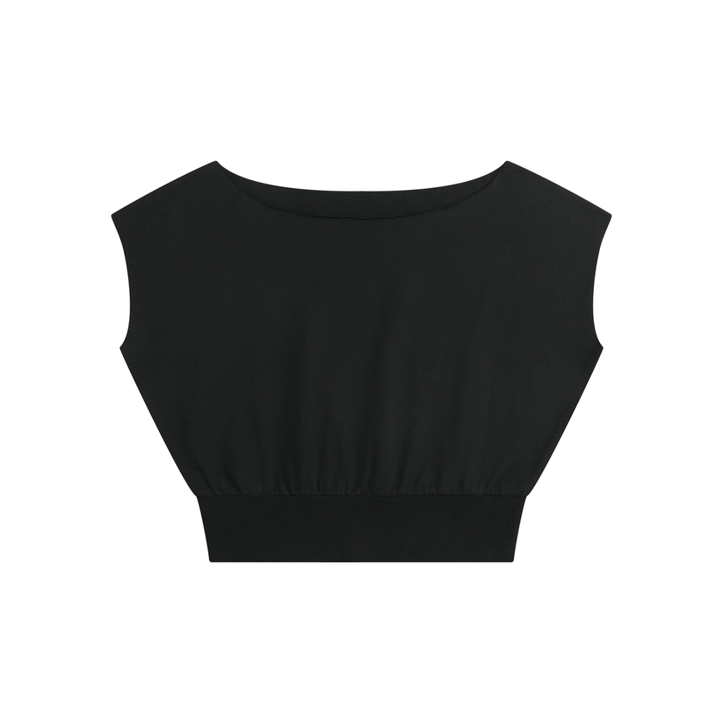 Women’s Boatneck Raw Edge Crop T-Shirt