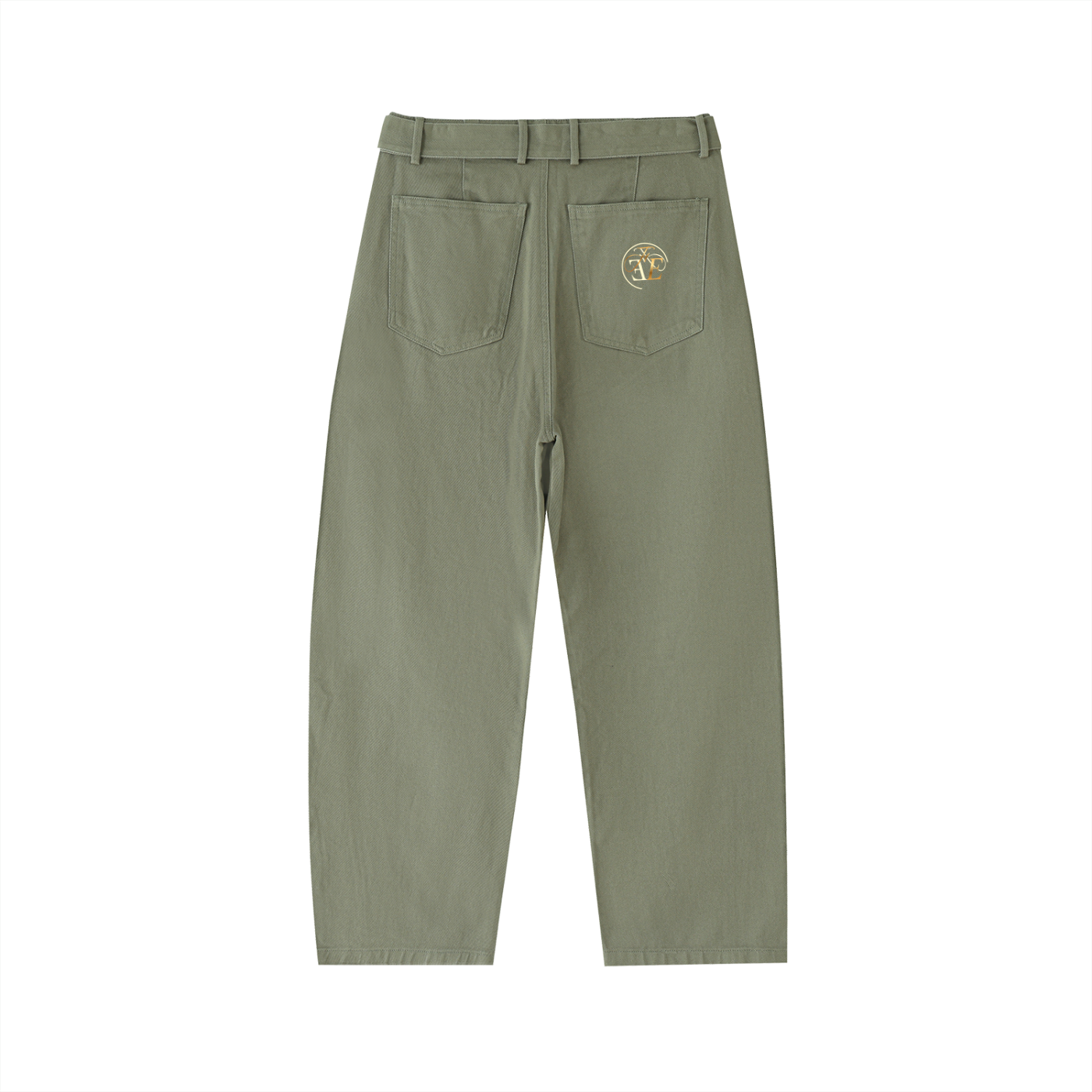 Belted Barrel-leg Chino Pants