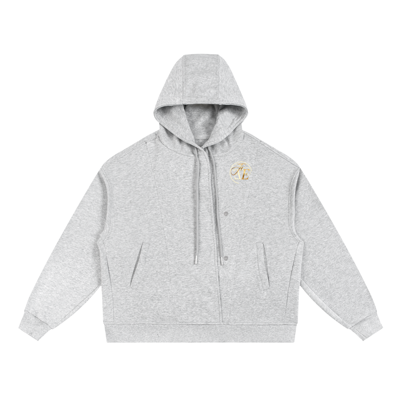 Boxy Button Placket Hoodie